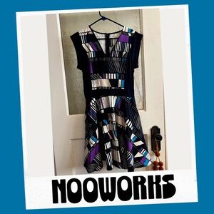 Nooworks Geometric Fit & Flare Dress - Size M